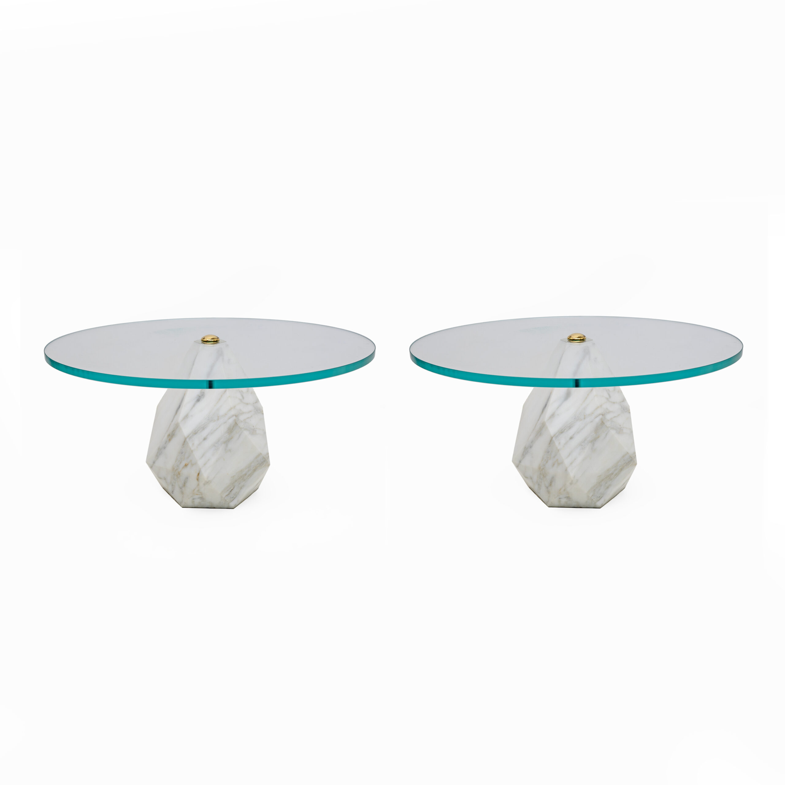 Mid Century Modern Italian Carrara Marble Coffee Table, 1970s, Two Available