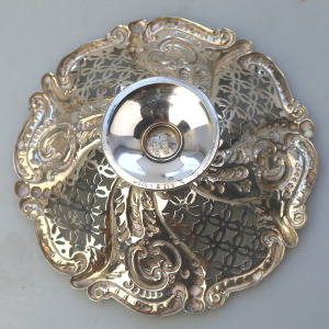 A good antique Victorian English solid silver pierced Tazza Dish 90g C.1898