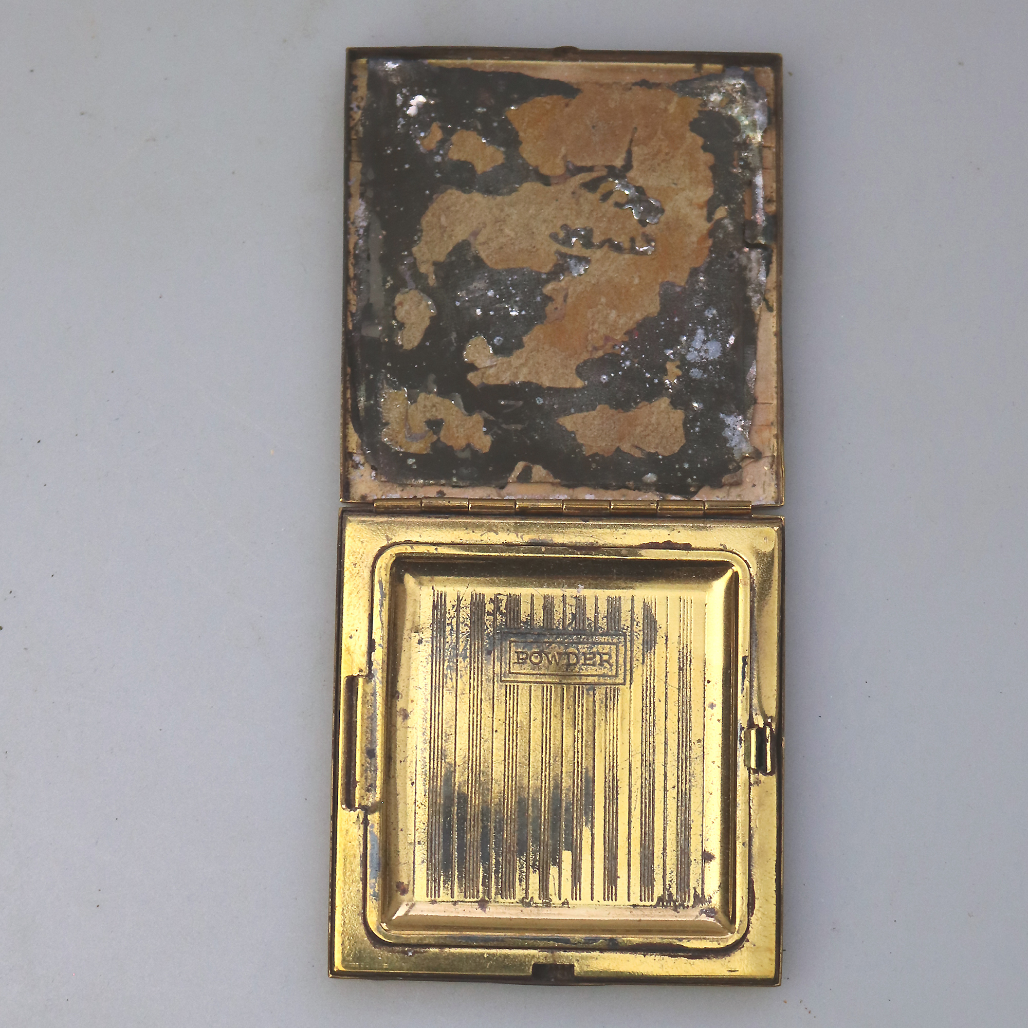 An extremely rare antique novelty suitcase enamel Compact Powder Box C.early 20thC