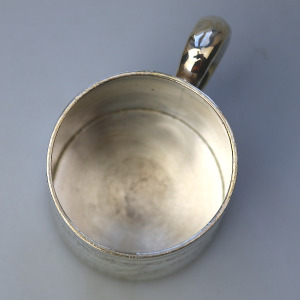 An antique English sterling solid silver engraved Christening Mug 100g C.1896
