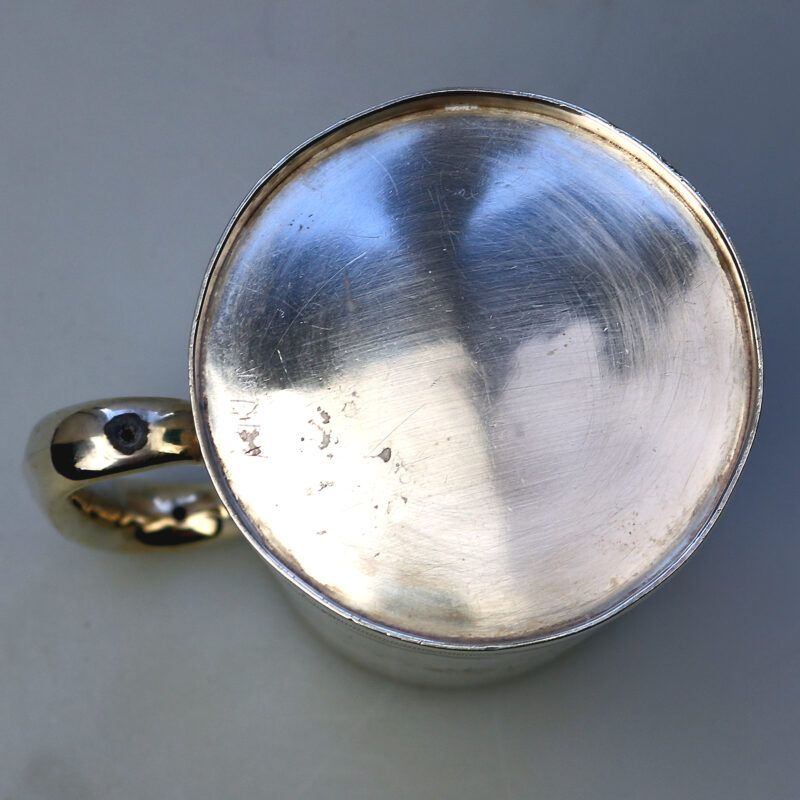 An antique English sterling solid silver engraved Christening Mug 100g C.1896