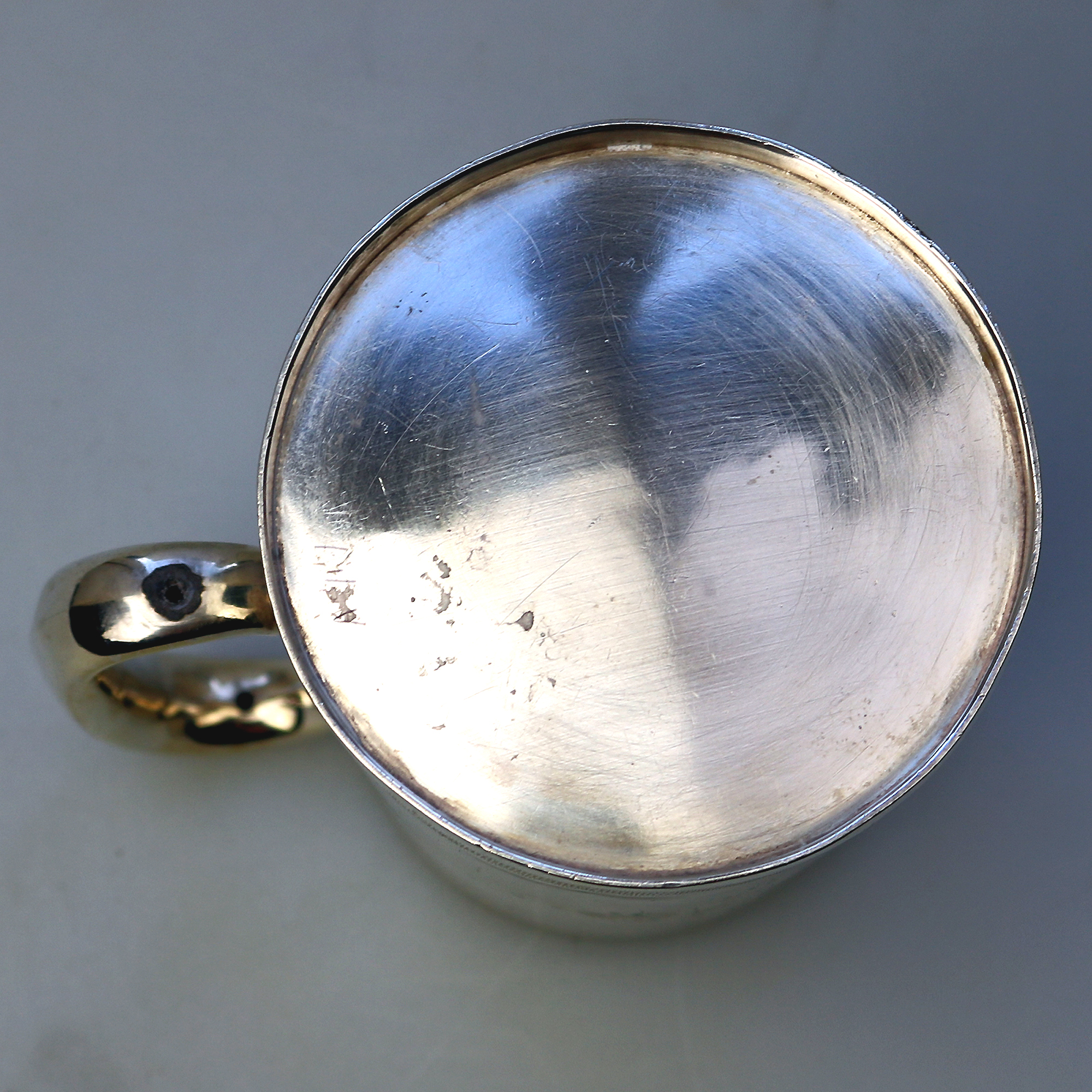 An antique English sterling solid silver engraved Christening Mug 100g C.1896