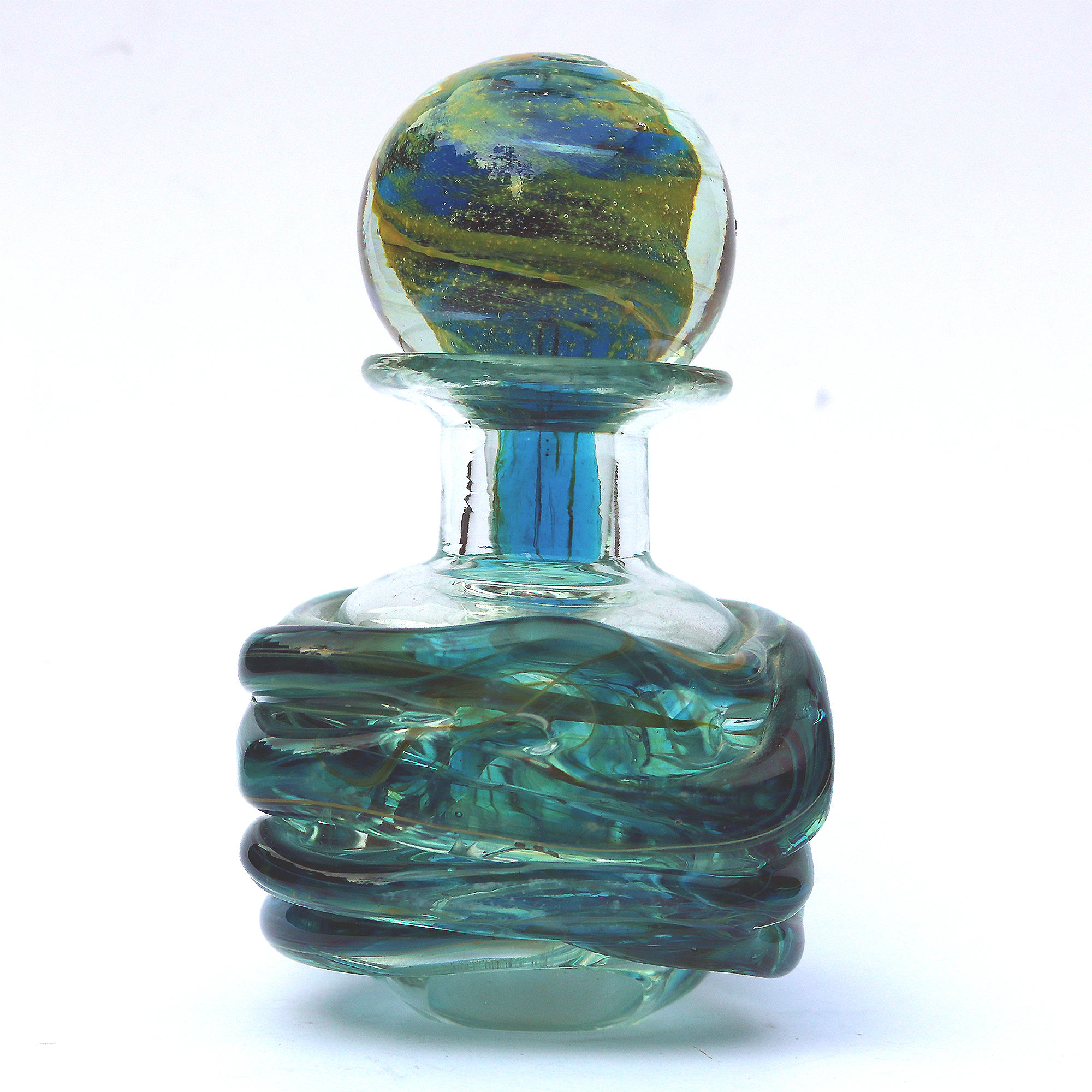 A good mid-century Mdina art glass sea & sand Michael Harris design Scent Bottle C.1970+