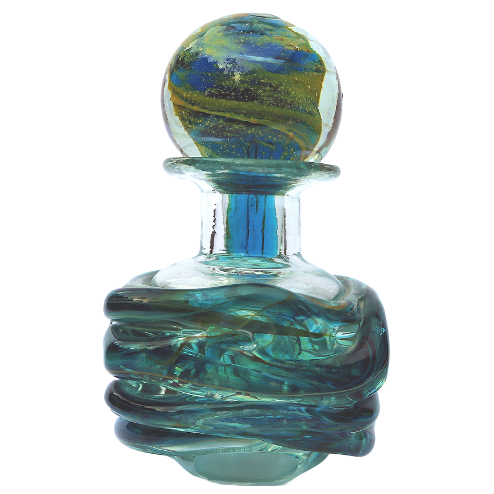 A good mid-century Mdina art glass sea & sand Michael Harris design Scent Bottle C.1970+
