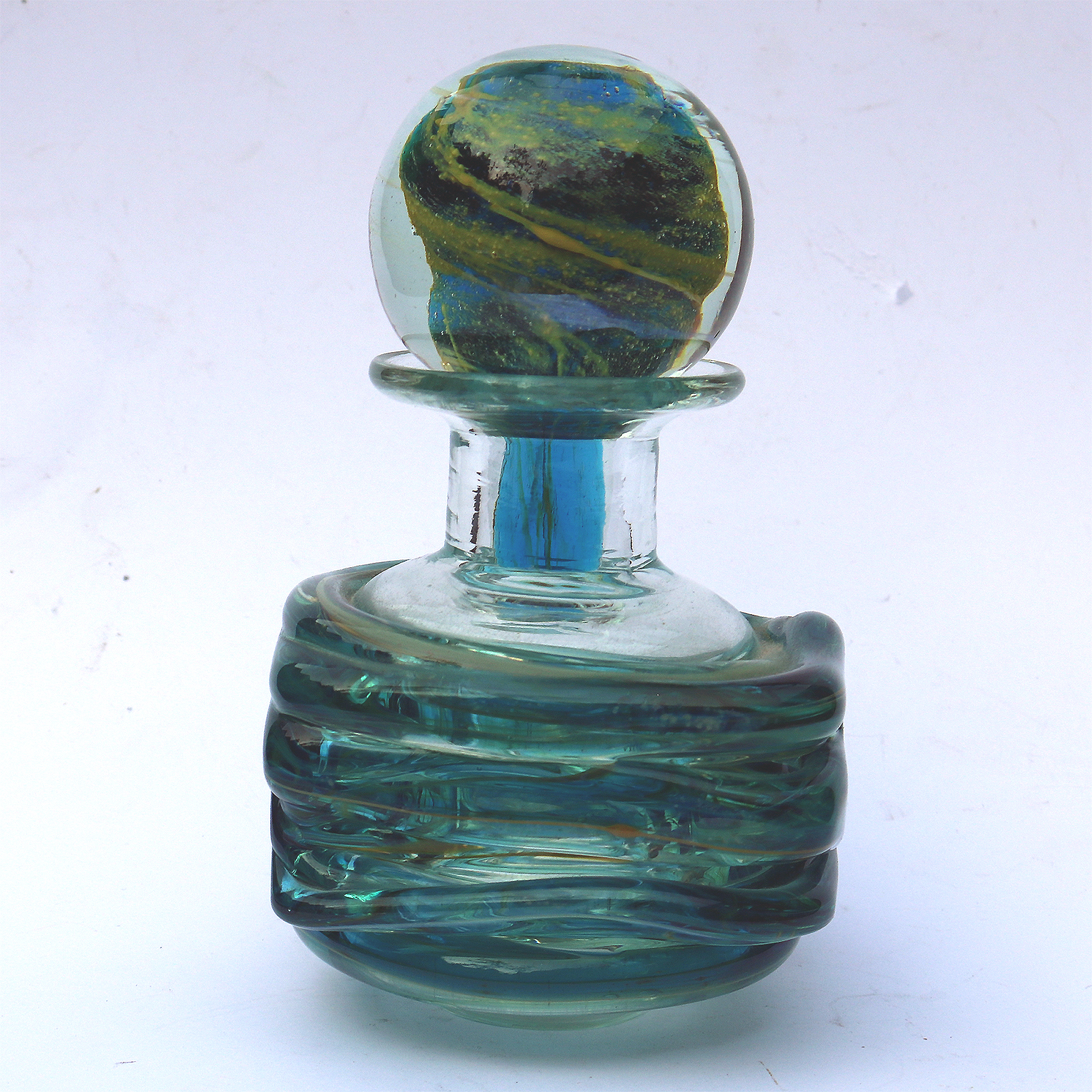 A good mid-century Mdina art glass sea & sand Michael Harris design Scent Bottle C.1970+