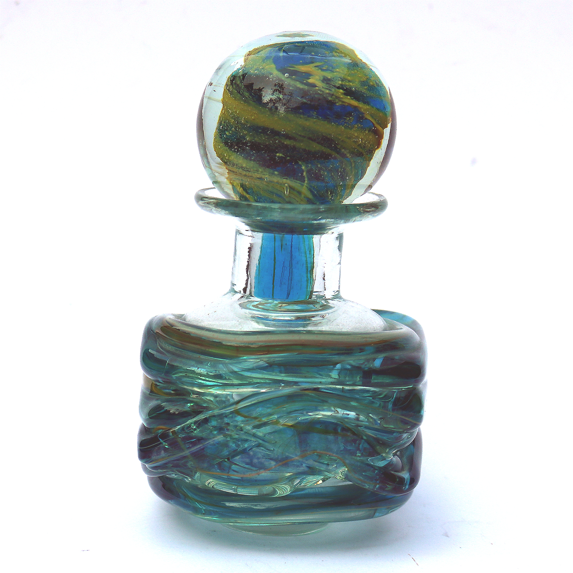 A good mid-century Mdina art glass sea & sand Michael Harris design Scent Bottle C.1970+