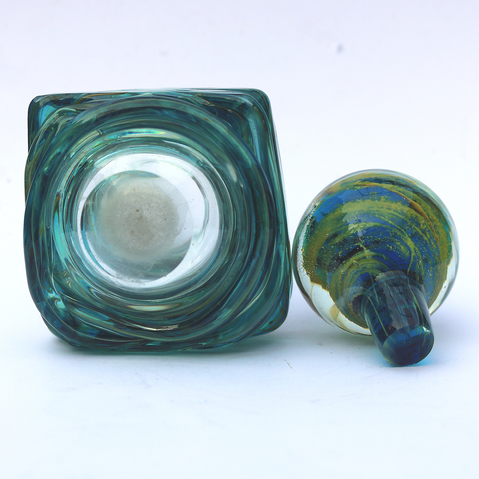 A good mid-century Mdina art glass sea & sand Michael Harris design Scent Bottle C.1970+