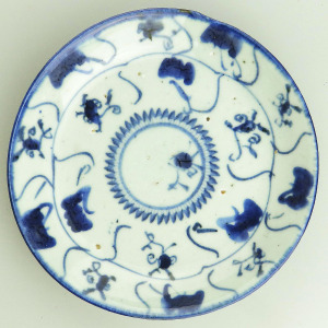 Ancient / Antique Chinese porcelain hand-painted signed Saucer Dish before 1800