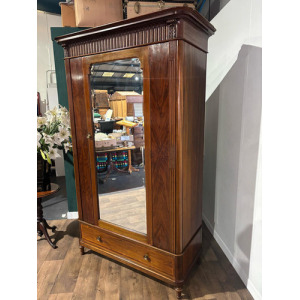 Antique Continental Walnut & Mahogany Wardrobe