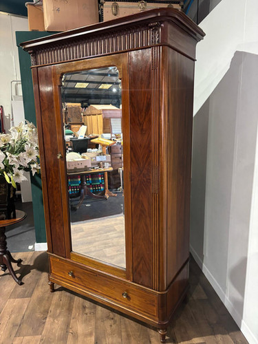 Antique Continental Walnut & Mahogany Wardrobe