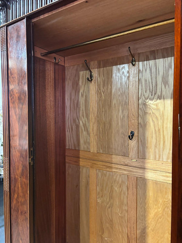 Antique Continental Walnut & Mahogany Wardrobe