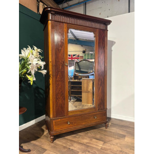 Antique Continental Walnut & Mahogany Wardrobe