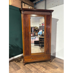 Antique Continental Walnut & Mahogany Wardrobe