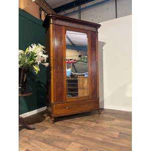 Antique Continental Walnut & Mahogany Wardrobe
