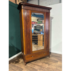 Antique Continental Walnut & Mahogany Wardrobe