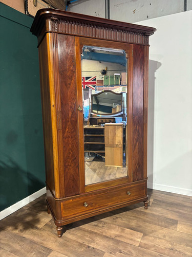 Antique Continental Walnut & Mahogany Wardrobe