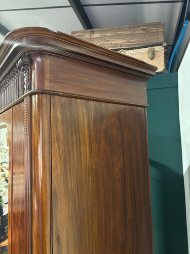 Antique Continental Walnut & Mahogany Wardrobe