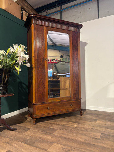 Antique Continental Walnut & Mahogany Wardrobe