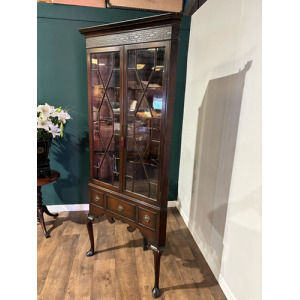 Antique Mahogany Corner Display Cabinet