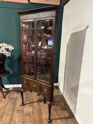 Antique Mahogany Corner Display Cabinet