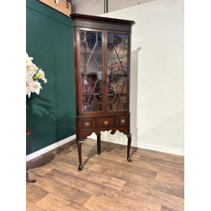 Antique Mahogany Corner Display Cabinet