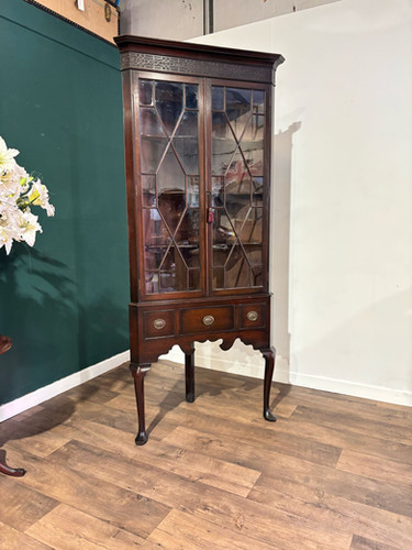 Antique Mahogany Corner Display Cabinet