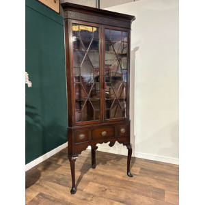 Antique Mahogany Corner Display Cabinet