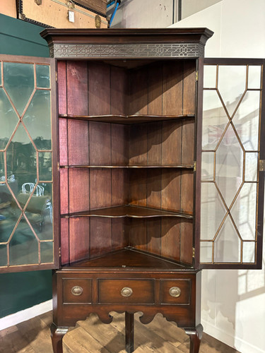 Antique Mahogany Corner Display Cabinet