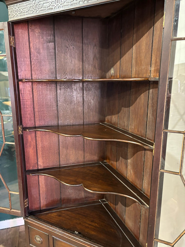 Antique Mahogany Corner Display Cabinet
