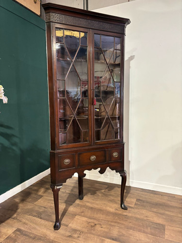 Antique Mahogany Corner Display Cabinet