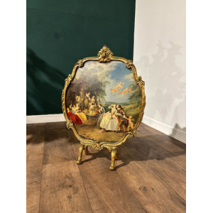 Antique Reproduction Painted Gilt Fire Screen