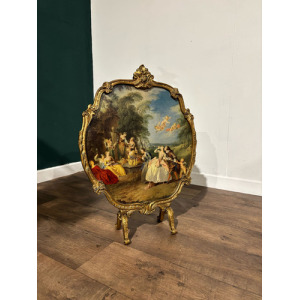 Antique Reproduction Painted Gilt Fire Screen