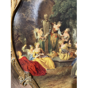 Antique Reproduction Painted Gilt Fire Screen