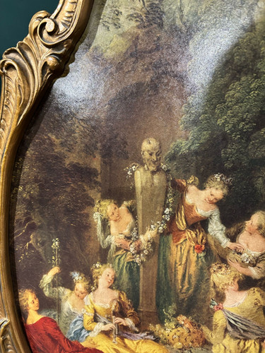 Antique Reproduction Painted Gilt Fire Screen