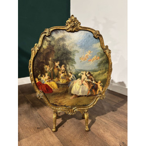 Antique Reproduction Painted Gilt Fire Screen