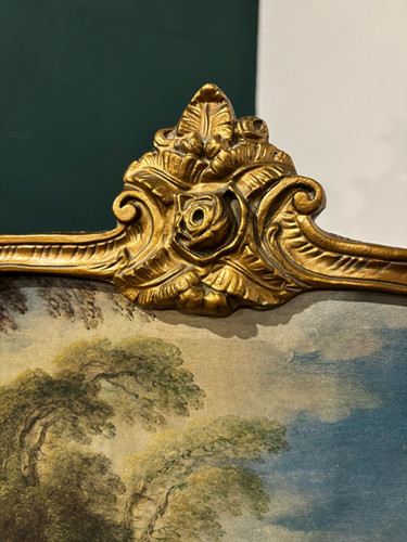 Antique Reproduction Painted Gilt Fire Screen