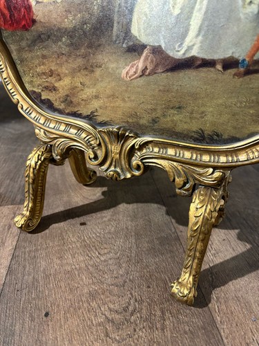 Antique Reproduction Painted Gilt Fire Screen
