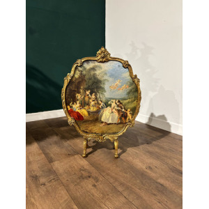 Antique Reproduction Painted Gilt Fire Screen