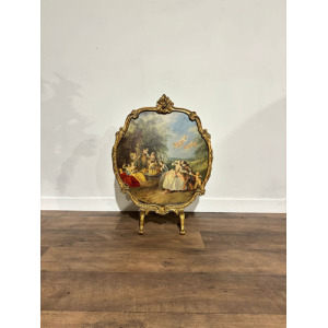 Antique Reproduction Painted Gilt Fire Screen