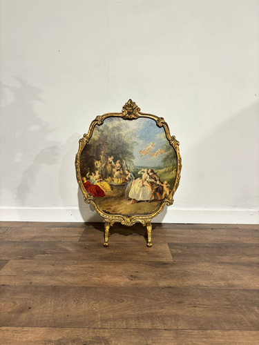 Antique Reproduction Painted Gilt Fire Screen