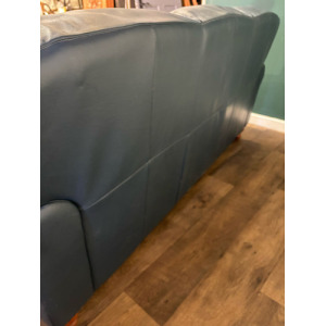 Blue Leather Three Seater Sofa