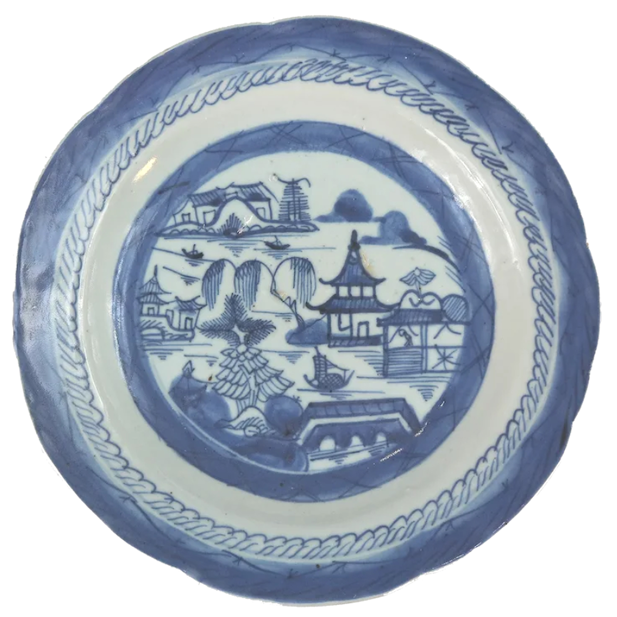 An attractive antique Chinese export hand-painted Plate C.late 18th/early 19thC