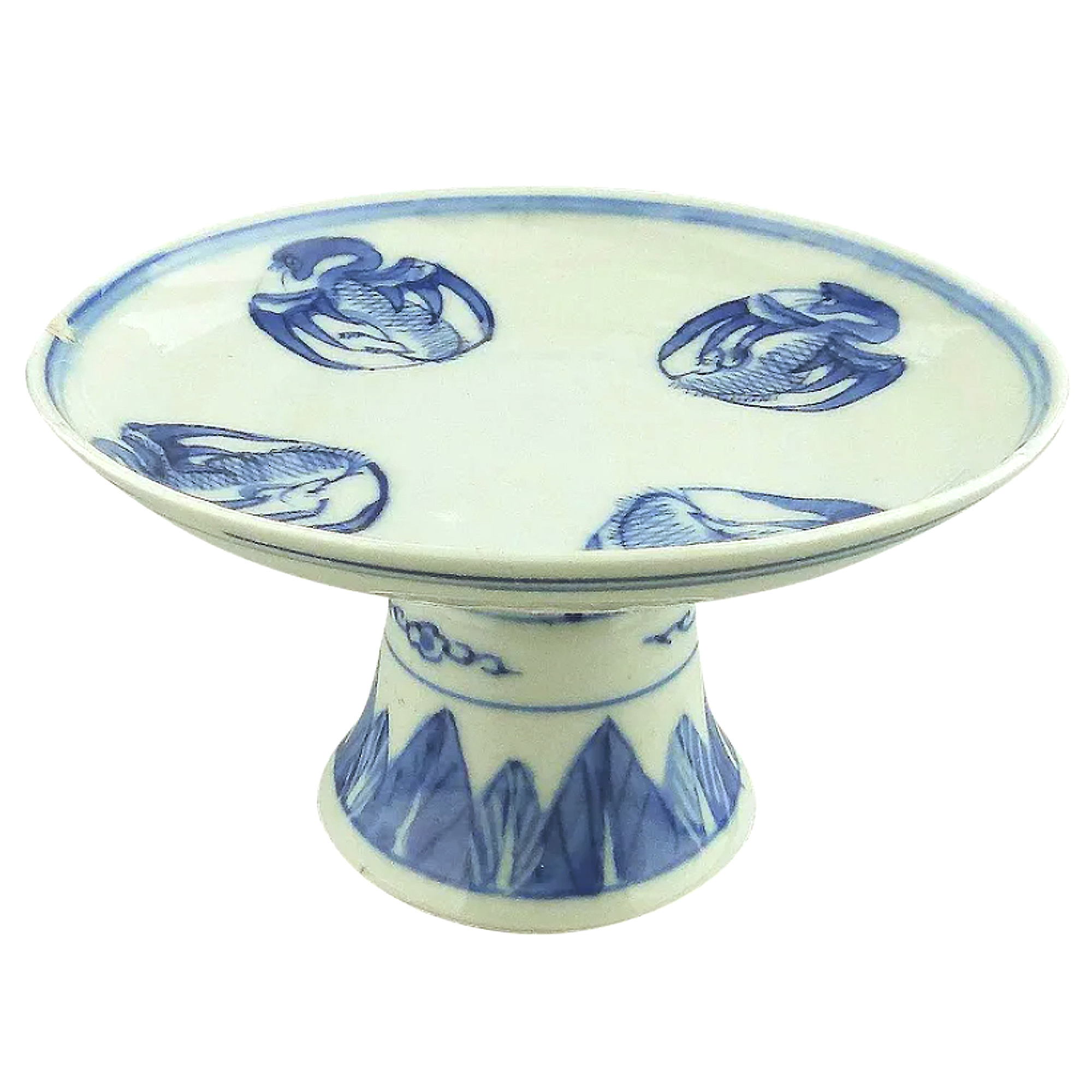 An attractive antique Chinese porcelain 4-character Qing Tazza / Comport C.19thC
