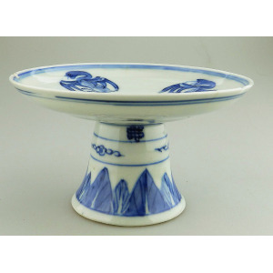 An attractive antique Chinese porcelain 4-character Qing Tazza / Comport C.19thC