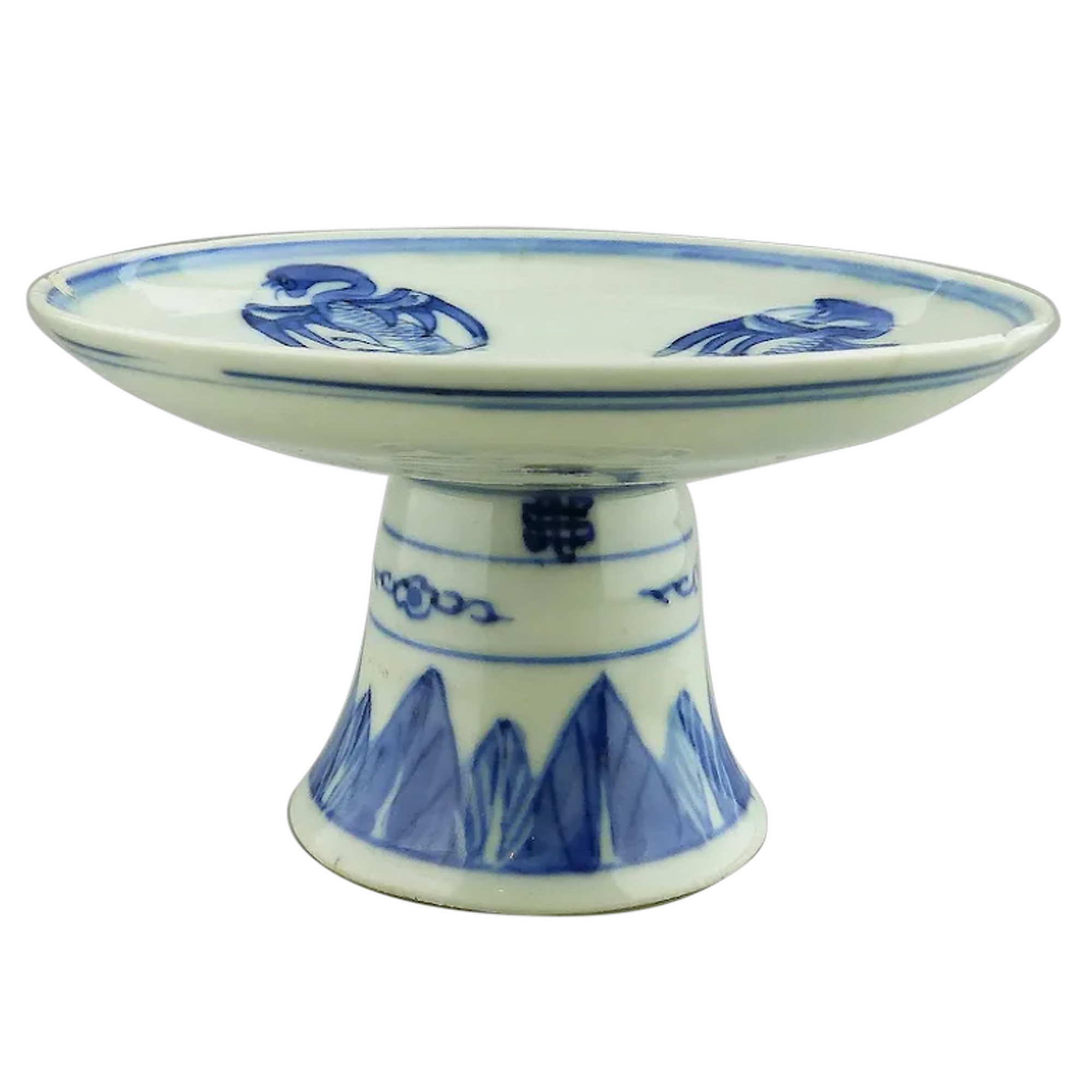 An attractive antique Chinese porcelain 4-character Qing Tazza / Comport C.19thC