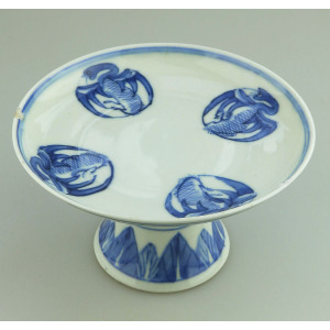An attractive antique Chinese porcelain 4-character Qing Tazza / Comport C.19thC