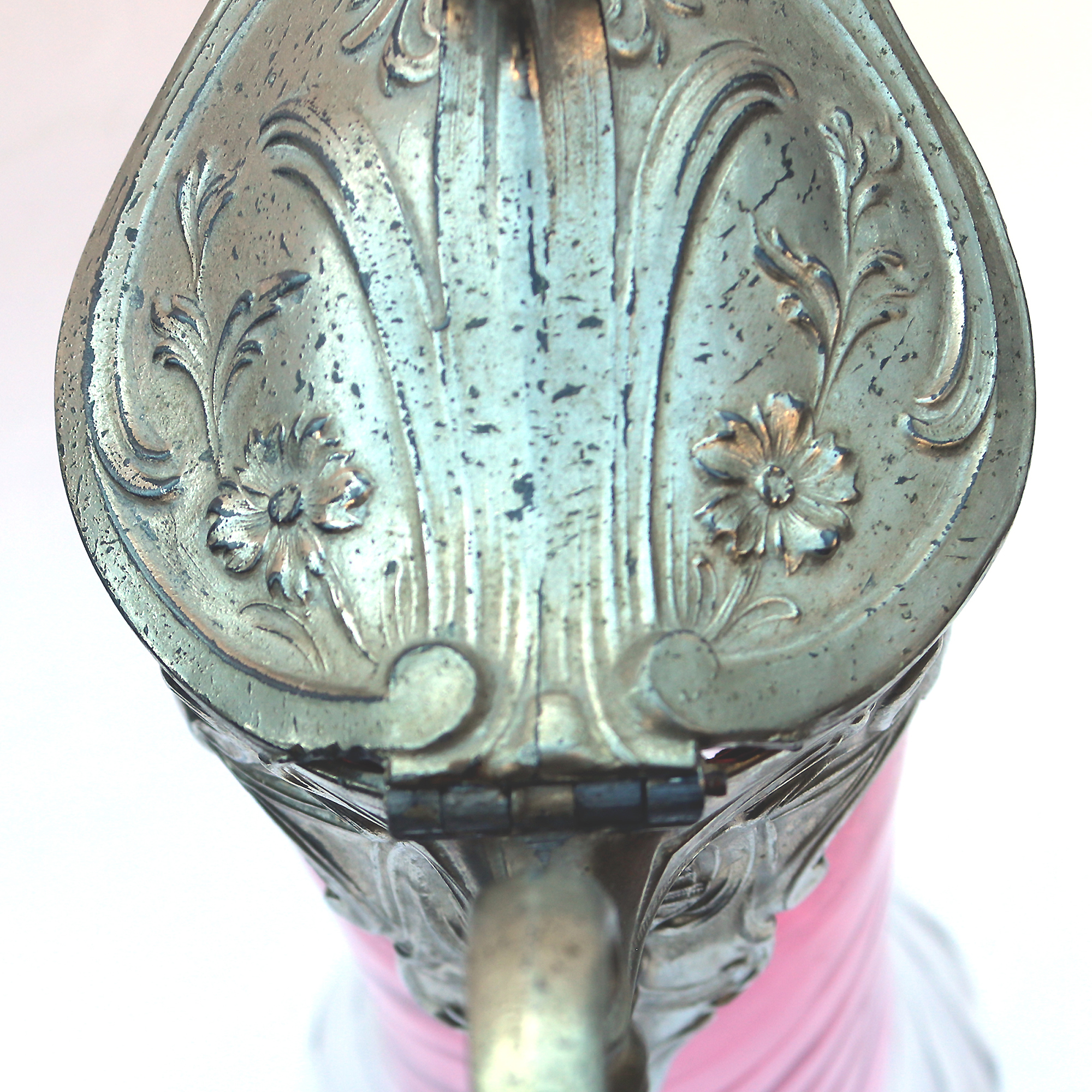 A substantial antique Art Nouveau cranberry glass wrythen Claret Jug C. pre 1900