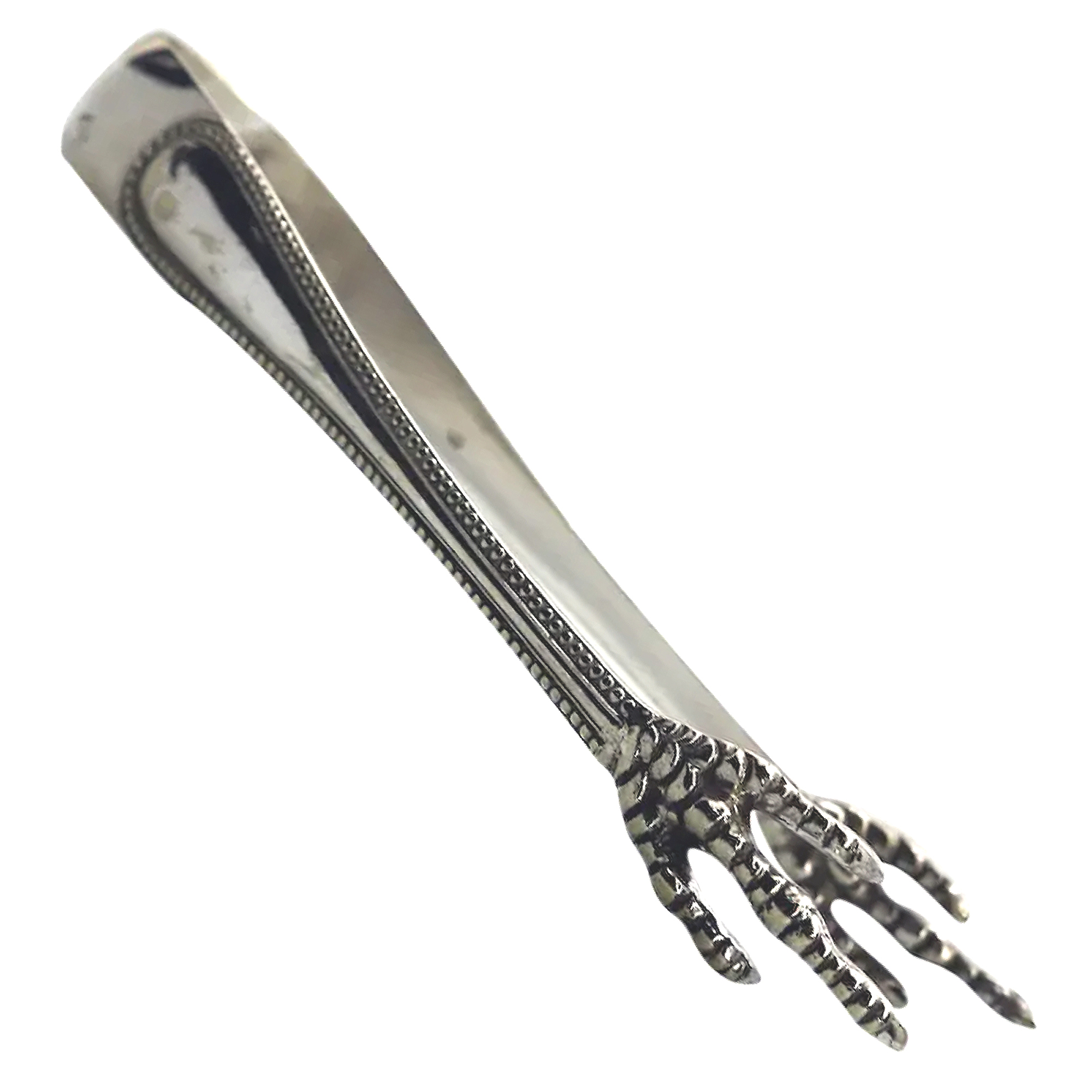 An unusual antique pair of silver plate novelty Claw Serving Tongs C.19thC