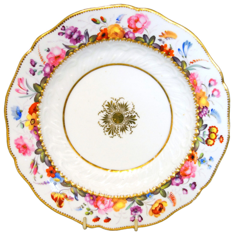 A fine antique John Rose Coalport hockey sticks porcelain David Evans Plate C.1820