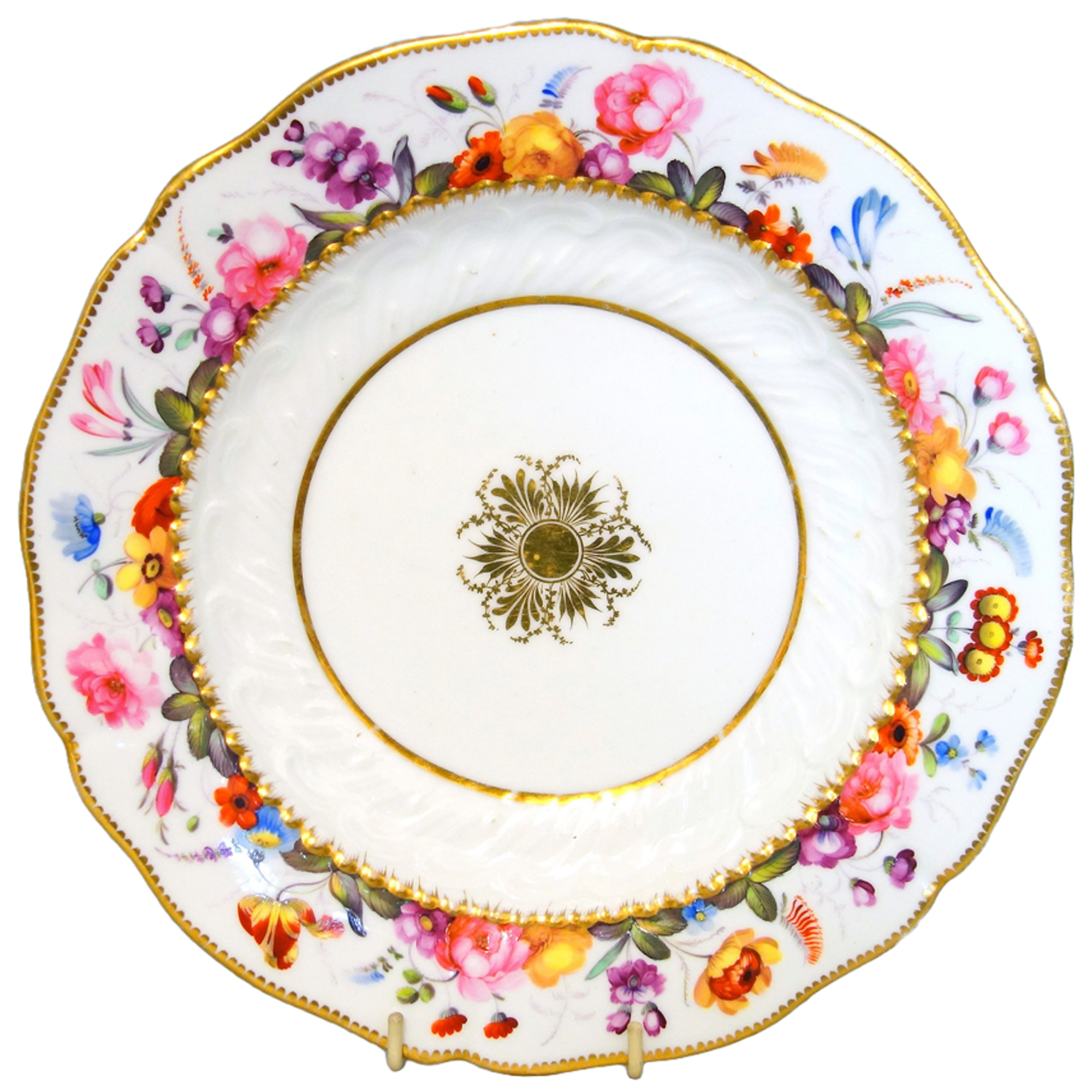 A fine antique John Rose Coalport hockey sticks porcelain David Evans Plate C.1820